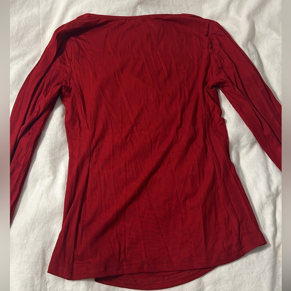 Elegant Women's Long Sleeve Top- Red - Picture 3 of 3